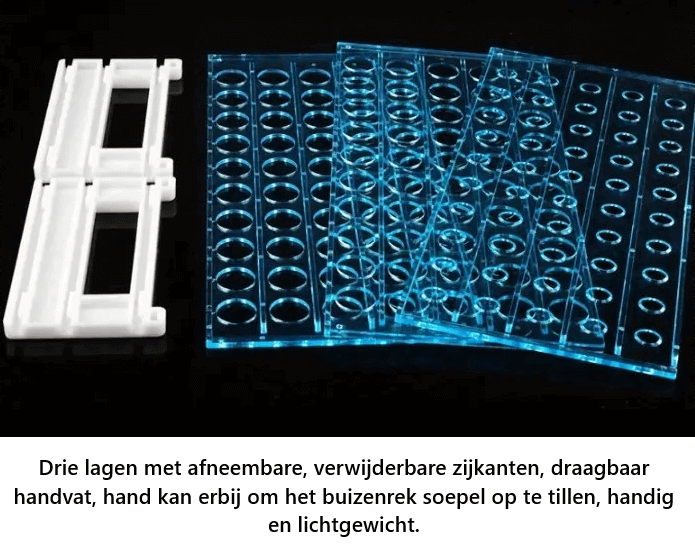 Losse onderdelen van 3-laags buisrek met verwijderbare zijkanten en platen
